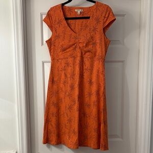 Toad&Co Orange Floral V-Neck Cap-Sleeve Midi Dress